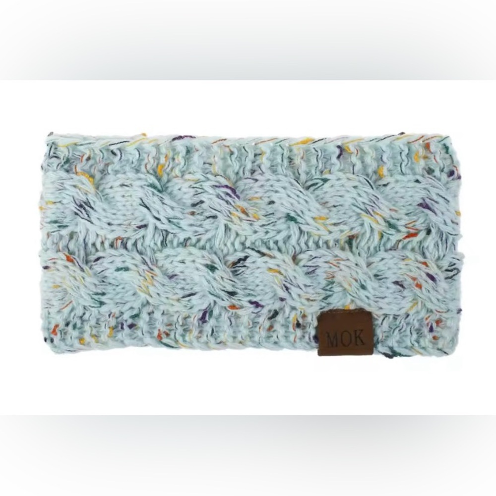 Confetti Knit Fleece Winter Headband - Light Blue